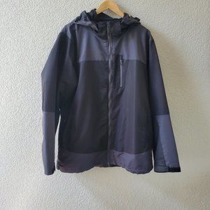 Pulse rain coat colorblock hooded zipper pockets